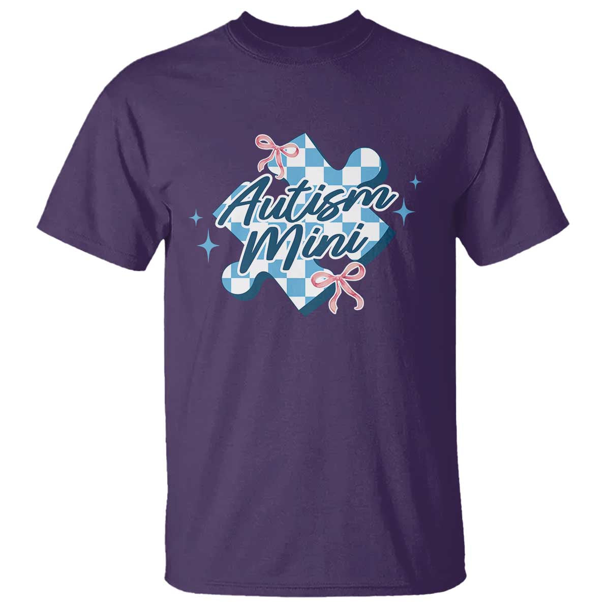 Autism Mini Coquette Puzzle Piece Pink Bow T Shirt
