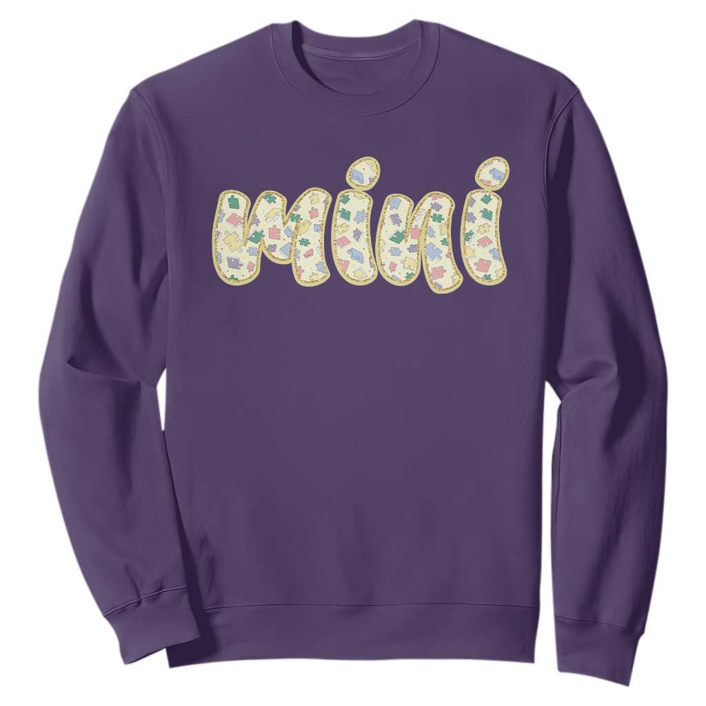 Autism Mini Sweatshirt Autism Support Mental Health Puzzle Glitter Print