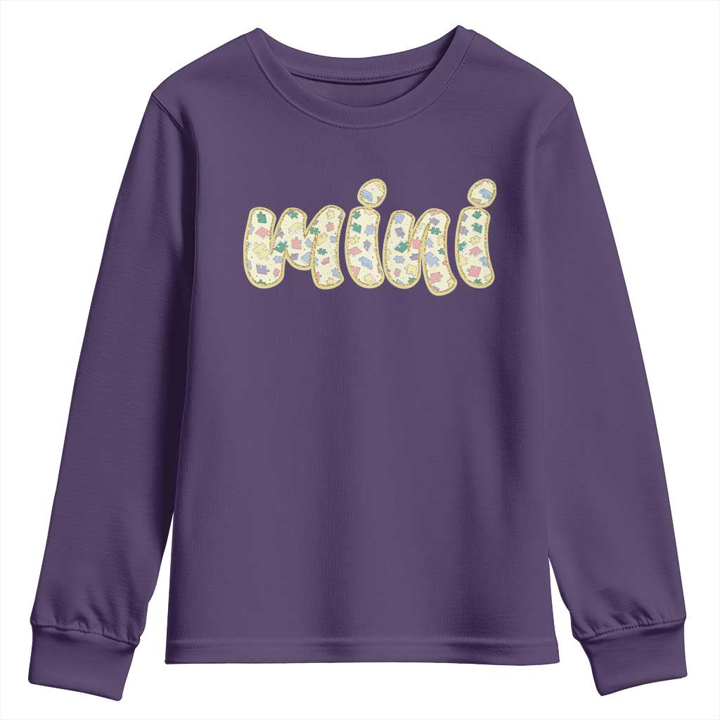 Autism Mini Youth Sweatshirt Autism Support Mental Health Puzzle Glitter Print