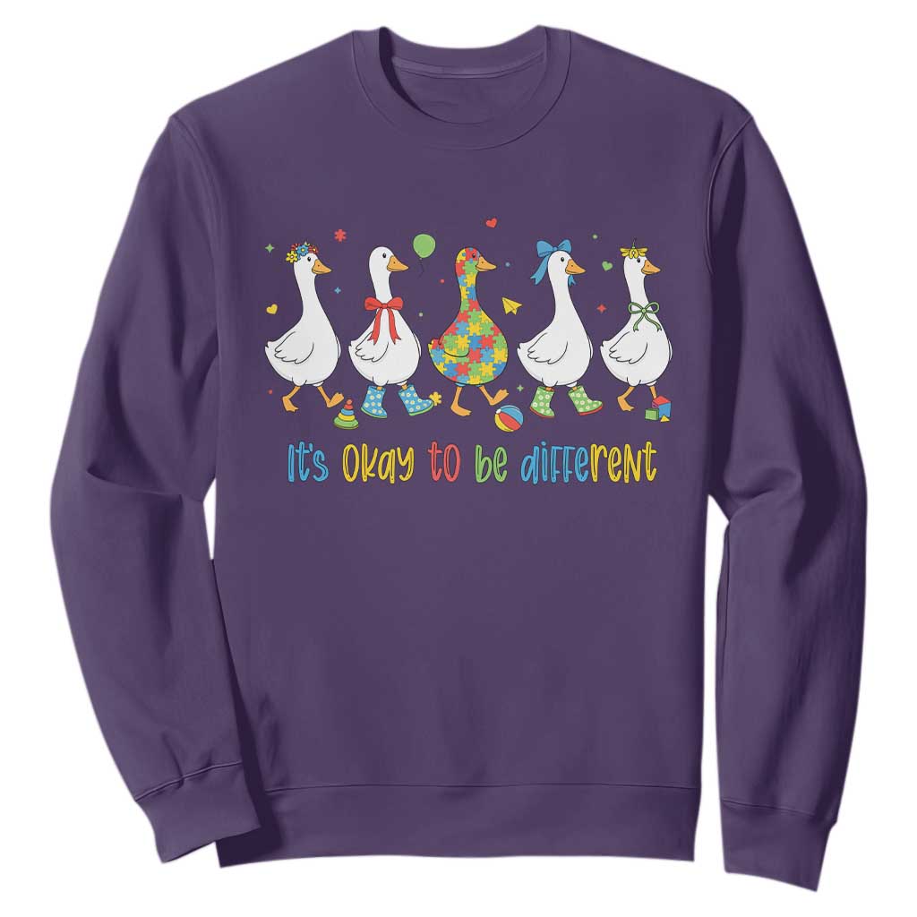 Funny Autistic Goose Sweatshirt It Is Okay To Be Different Autism Awareness