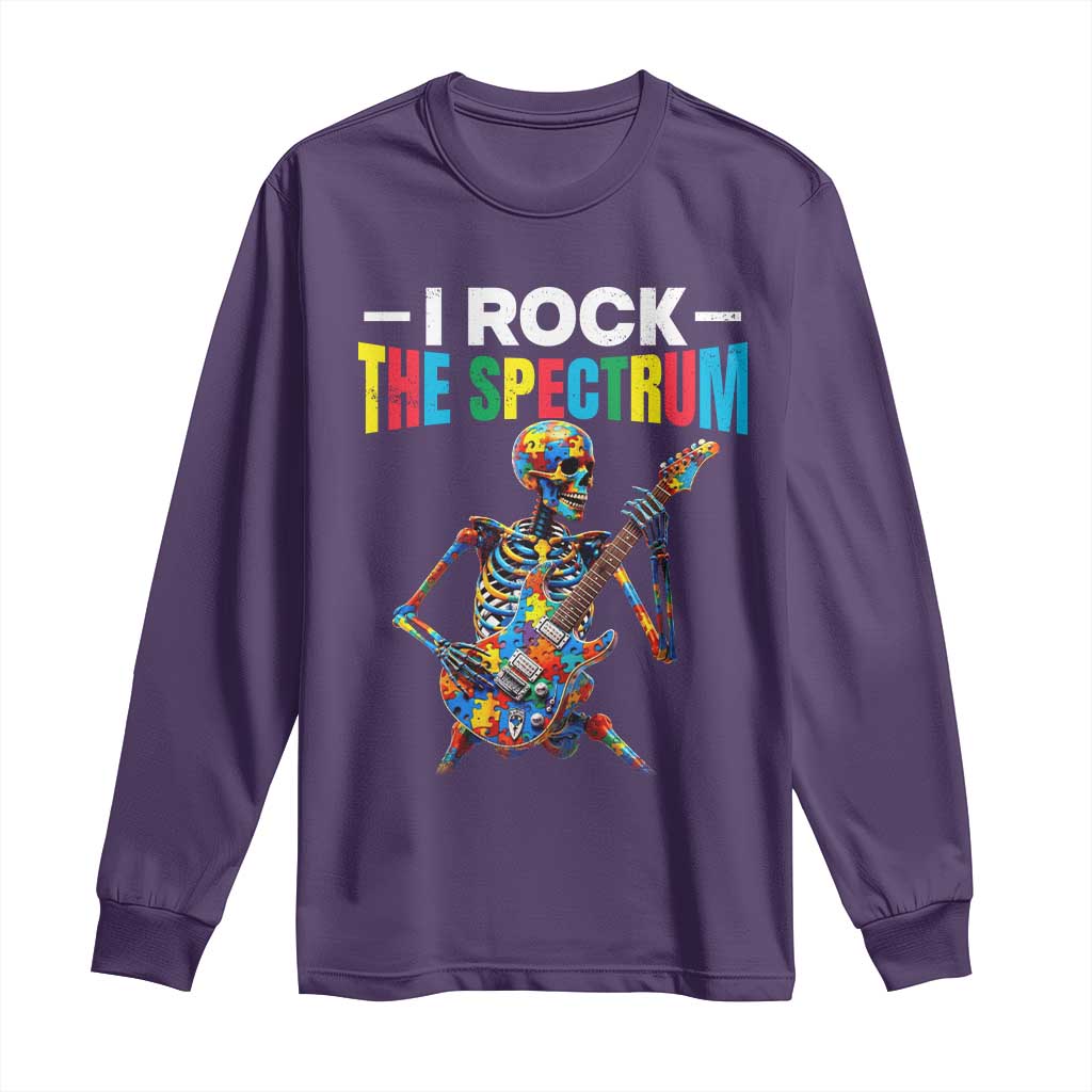 Autism Skeleton Rocker Long Sleeve Shirt I Rock The Spectrum Autism Awareness