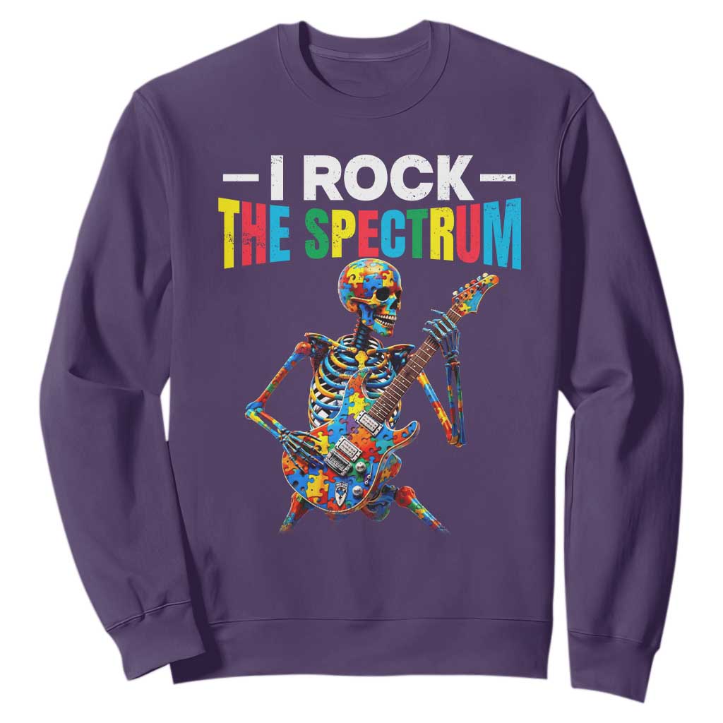Autism Skeleton Rocker Sweatshirt I Rock The Spectrum Autism Awareness