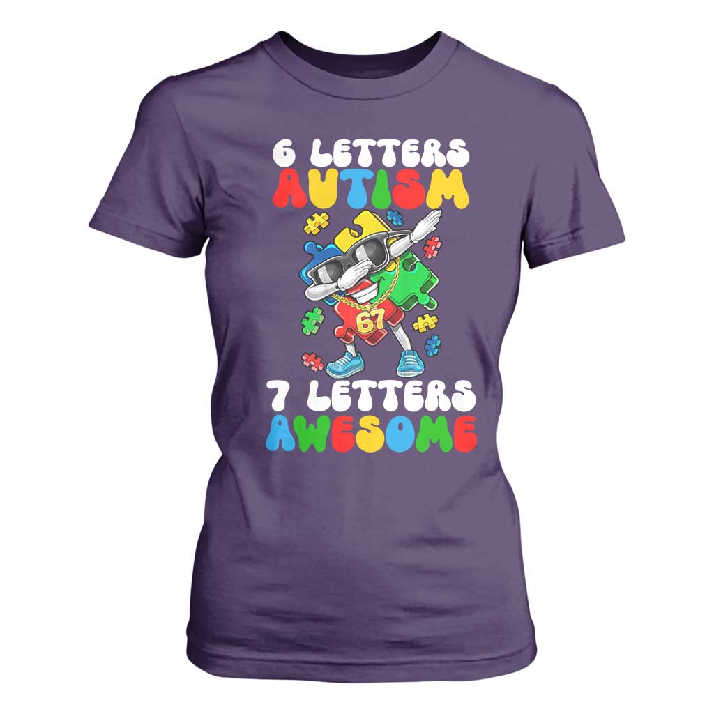 Funny 67 Autism Awareness T Shirt For Women 6 Letters Autism 7 Letters Awesome Dabbing Puzzle