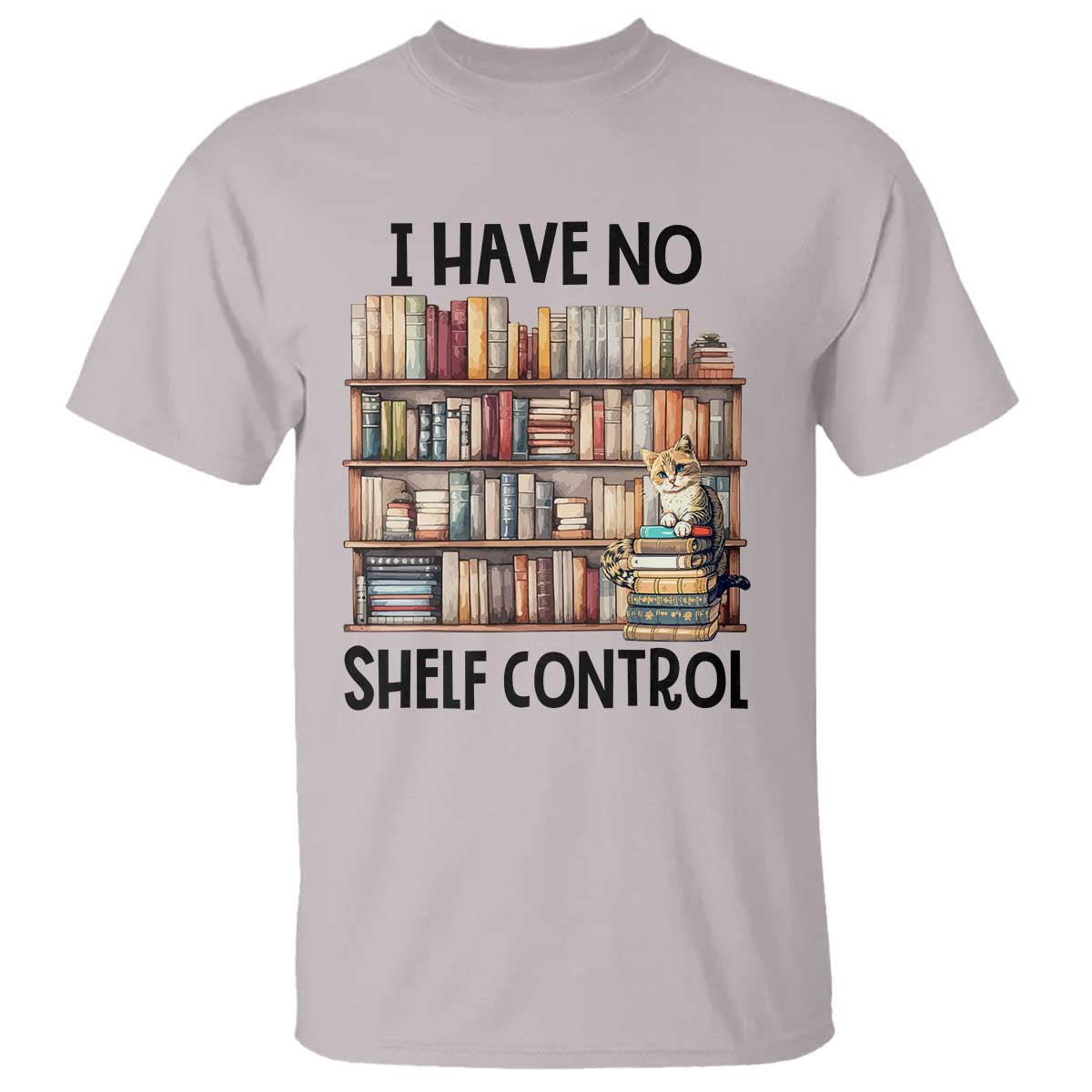 funny-library-reading-t-shirt-i-have-no-shelf-control-books-cat