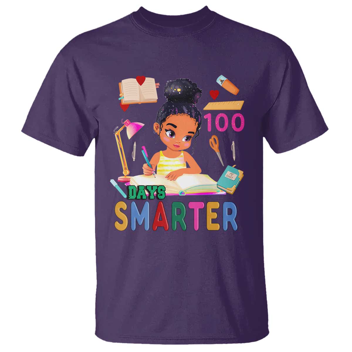 funny-100-days-smarter-black-afro-african-american-girl-t-shirt