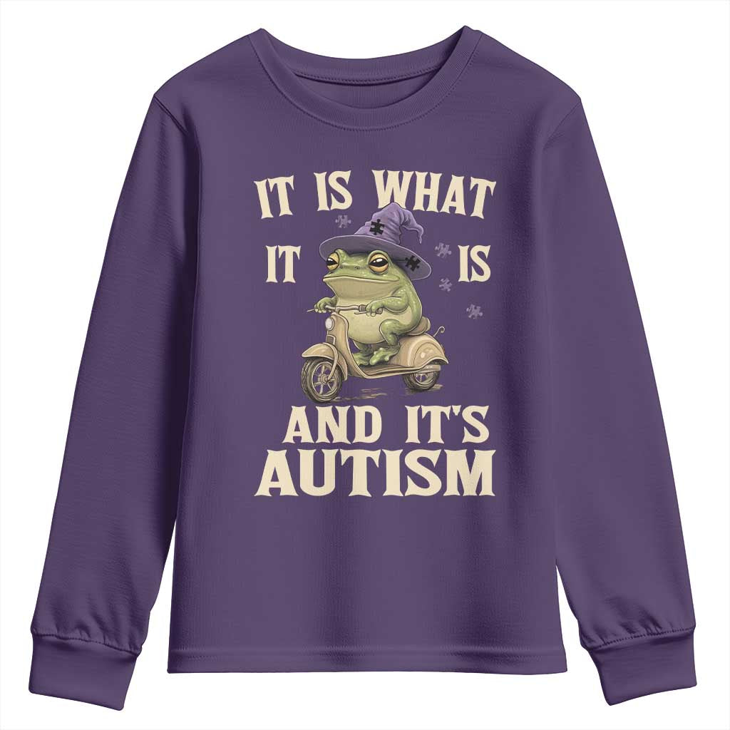 Funny It Is What It Is And It's Autism Youth Sweatshirt Meme Autism Support Frog