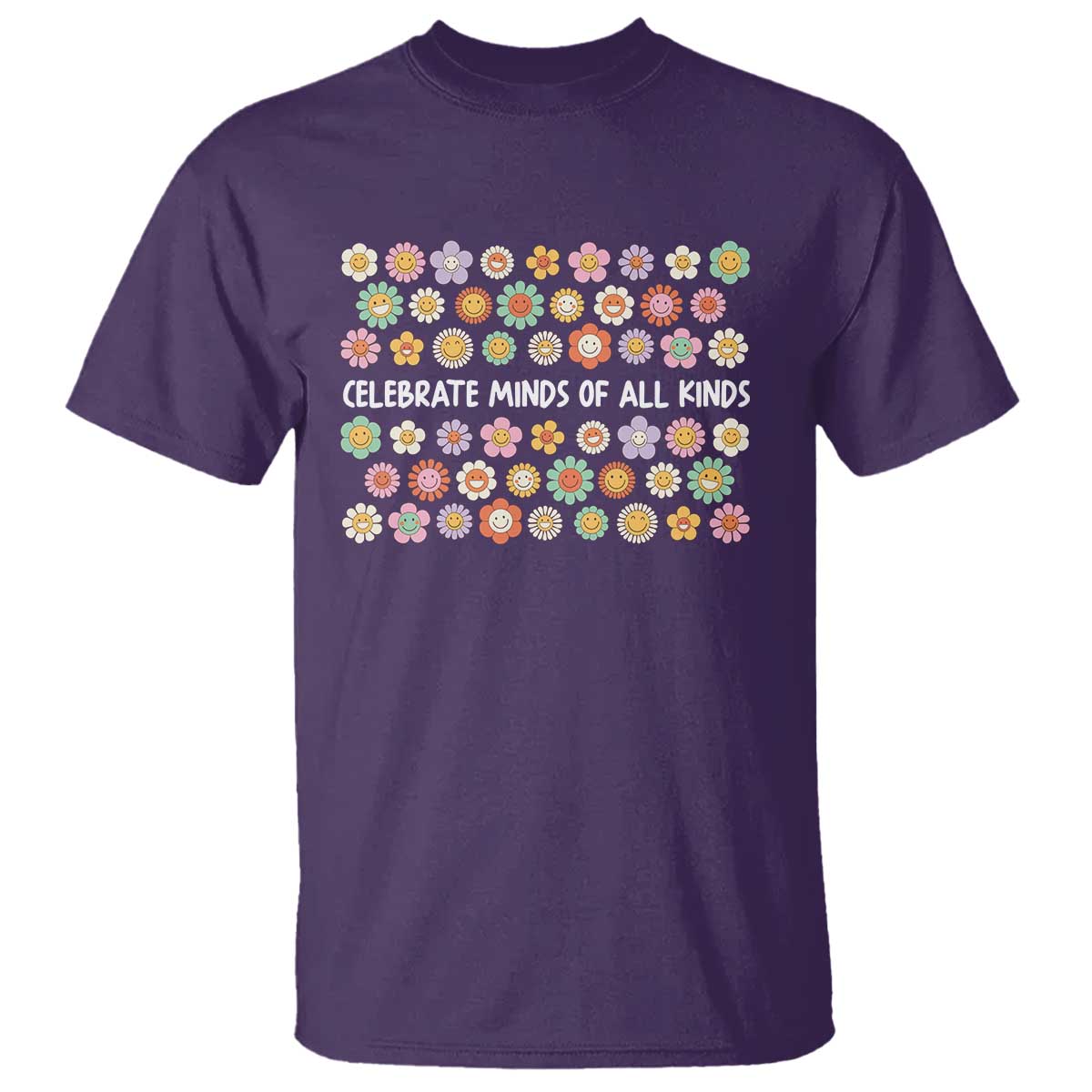 Funny Celebrate Minds Of All Kinds T Shirt Autism Support Retro Flower