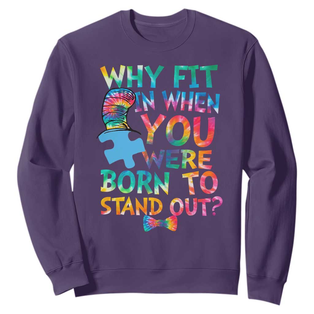 Funny Autism Support Sweatshirt Why Fit In When You Were Born To Stand Out Puzzle