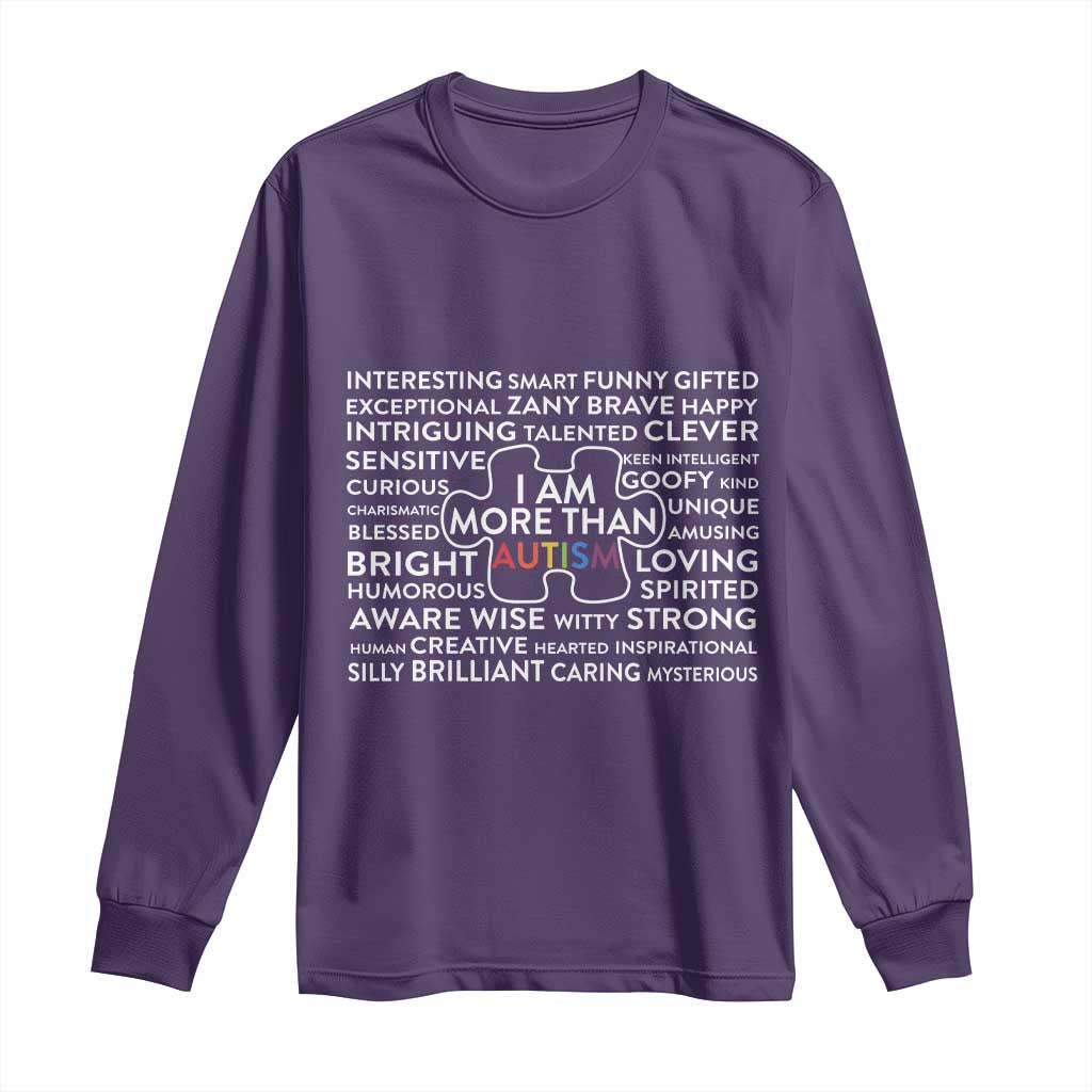 Autism Support Long Sleeve Shirt I Am More Than Autism Puzzle Piece