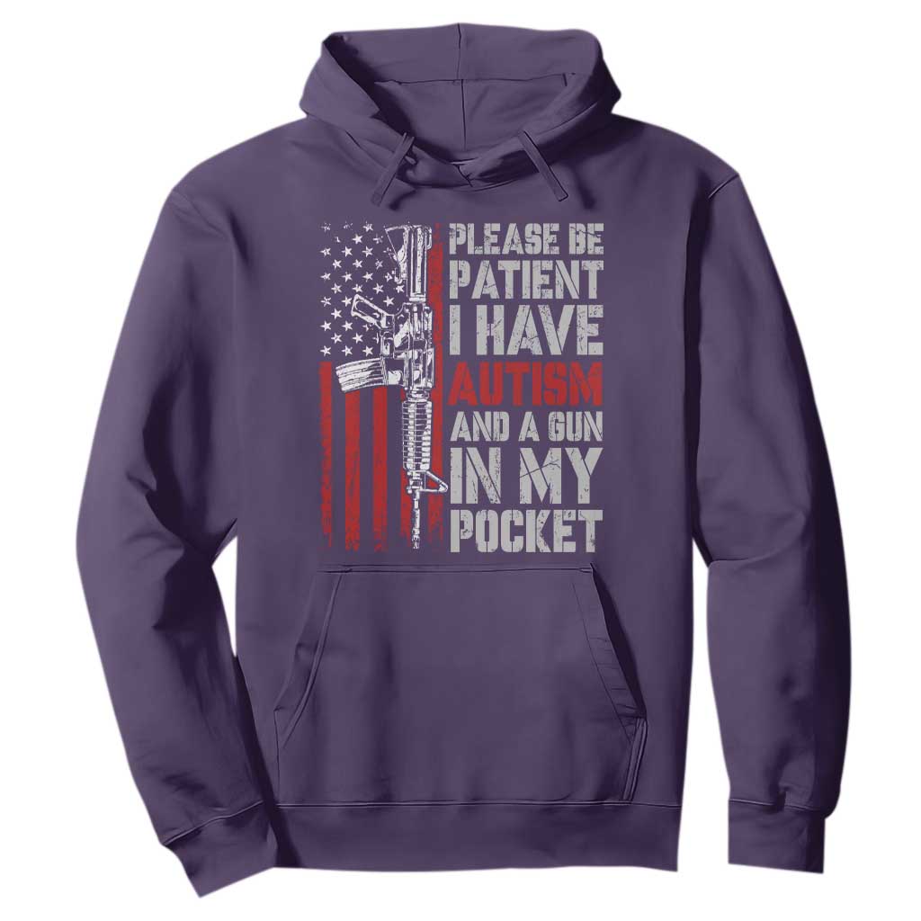 Funny Autism Support Hoodie Please Be Patient I Have Autism & Vintage American Flag