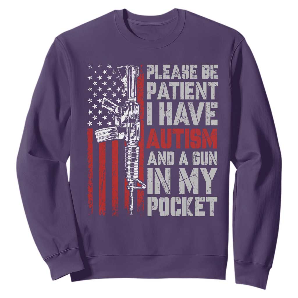 Funny Autism Support Sweatshirt Please Be Patient I Have Autism & Vintage American Flag