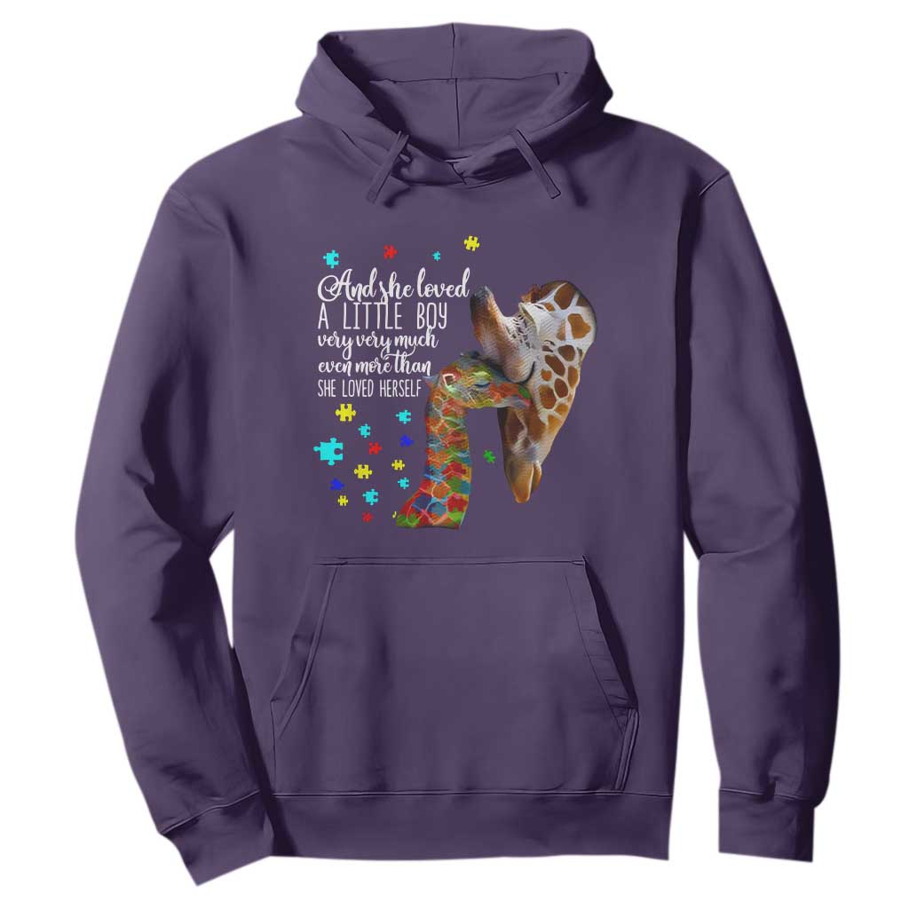 Autism Awareness Giraffe Hoodie And She Loved A Little Boy Very Much Even More Than She Loved Herself