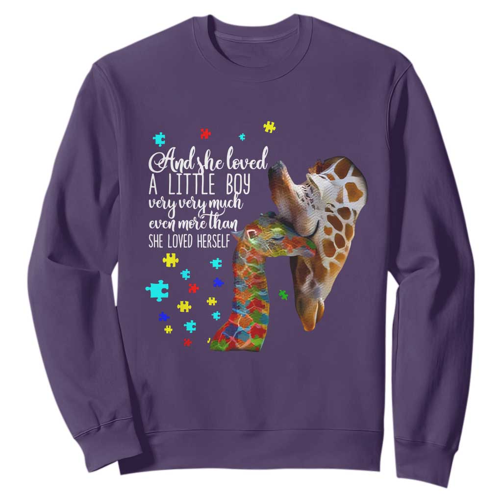 Autism Awareness Giraffe Sweatshirt And She Loved A Little Boy Very Much Even More Than She Loved Herself