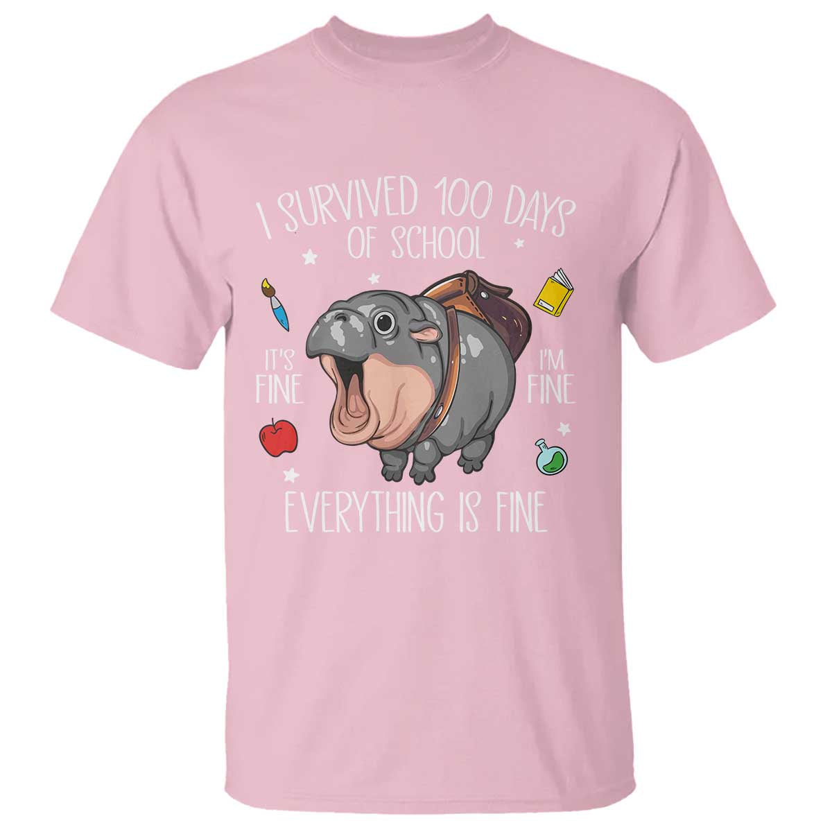 funny-i-survived-100-days-of-school-moo-deng-t-shirt-its-im-fine-everything-is-fine
