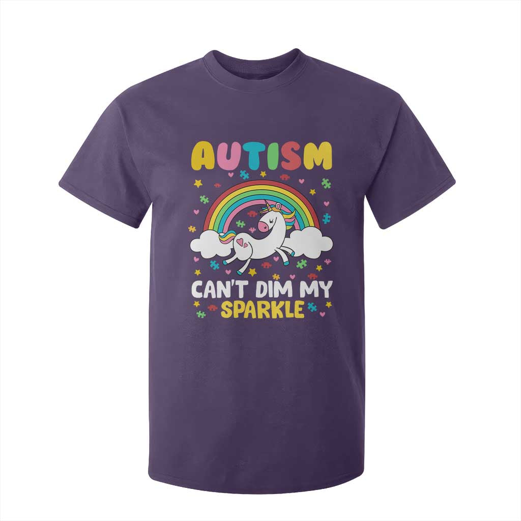 Funny Autism Can't Dim My Sparkle T Shirt For Kid Autism Support Unicorn Rainbow