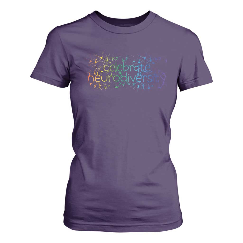 Celebrate Neurodiversity T Shirt For Women Autism Support ASD ADHD Mental Health