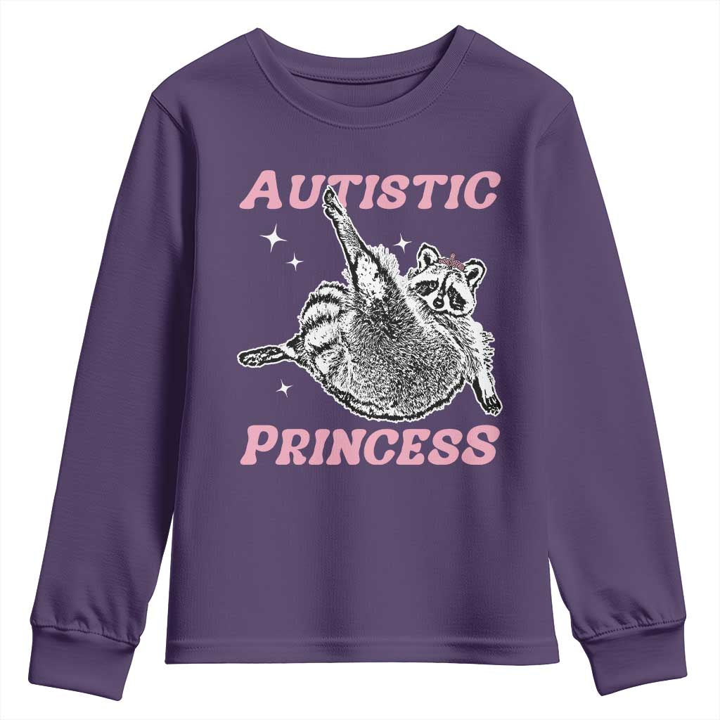 Funny Autistic Princess Youth Sweatshirt Autism Support Raccoon