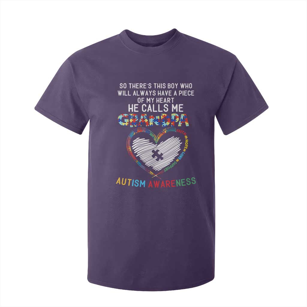 Autism Support Grandpa T Shirt For Kid Cute He Calls Me Grandpa Quote