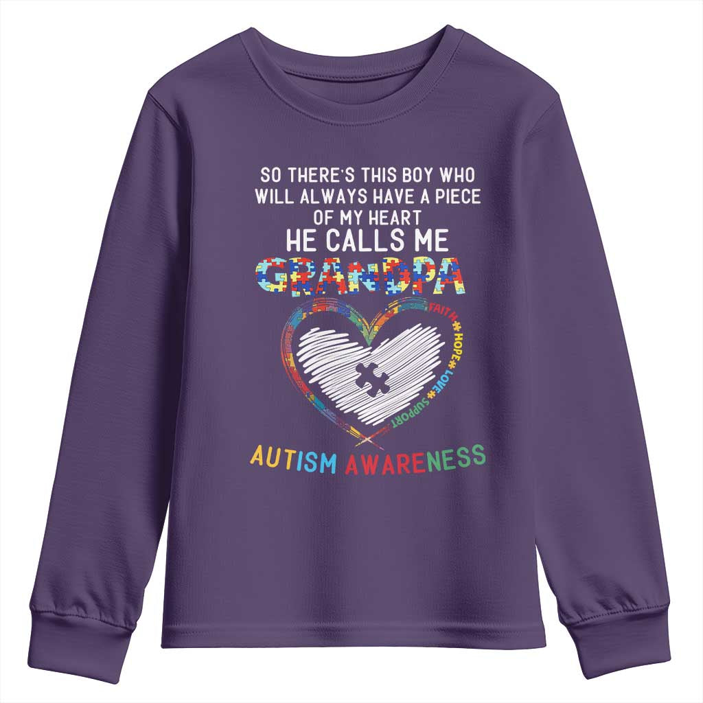 Autism Support Grandpa Youth Sweatshirt Cute He Calls Me Grandpa Quote