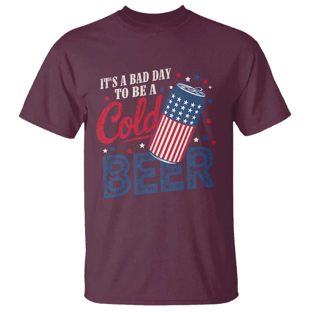 funny-4th-of-july-drinking-t-shirt-its-a-bad-day-to-be-a-cold-beer-american-flag