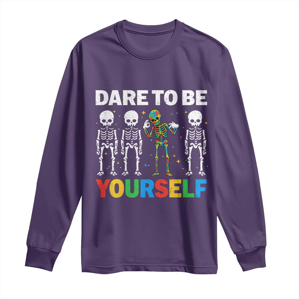 Autism Support 67 Long Sleeve Shirt Dare To Be Yourself Six Seven Autism Skeleton