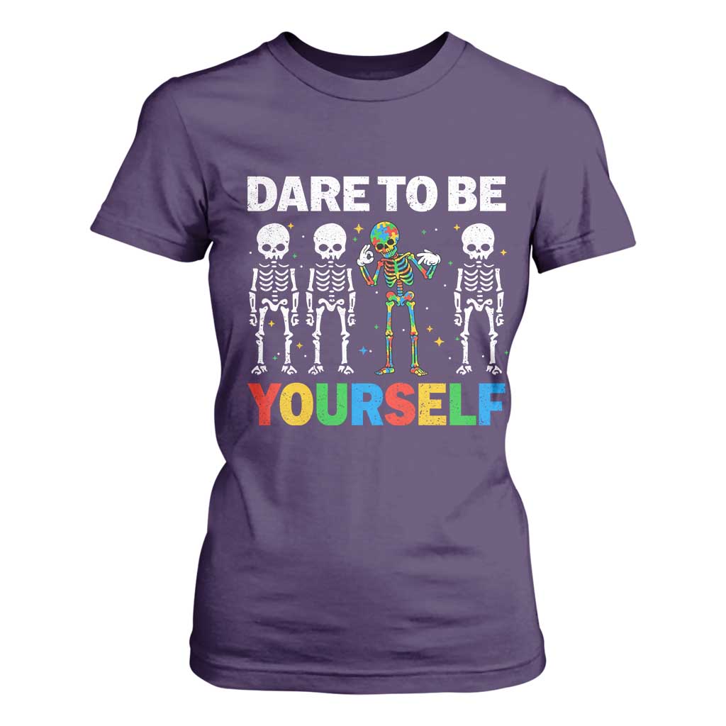 Autism Support 67 T Shirt For Women Dare To Be Yourself Six Seven Autism Skeleton
