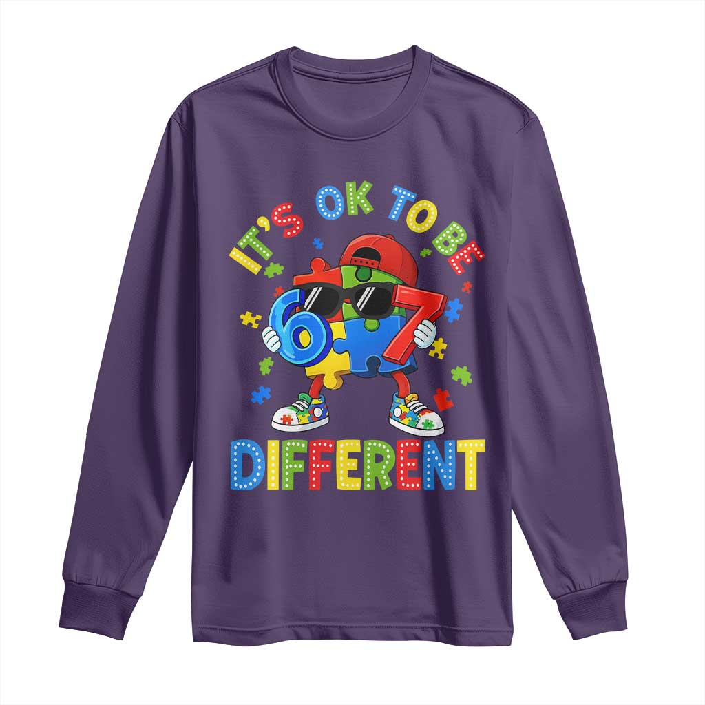 Six Seven Autism Support Long Sleeve Shirt It Is Ok To Be Different 67 Meme Puzzle