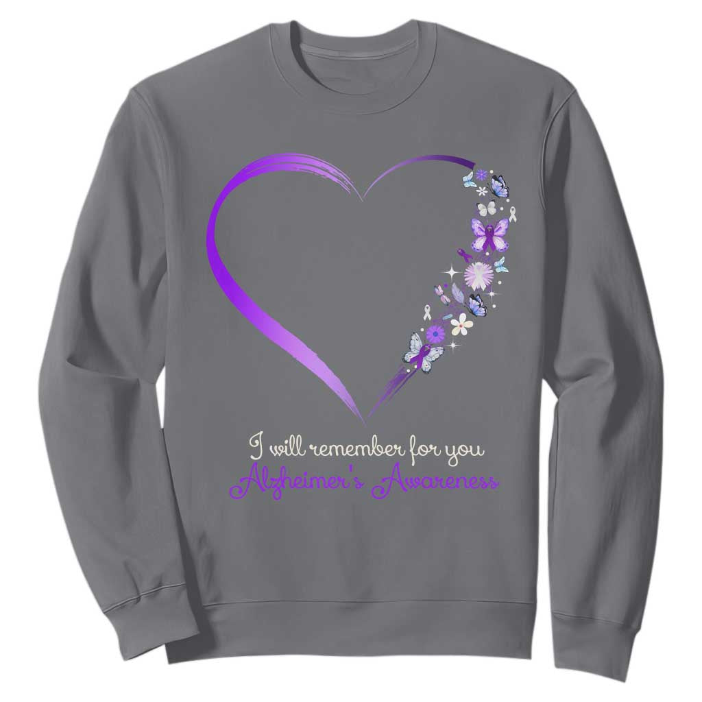 Alzheimer Support Sweatshirt I Will Remember For You Daisy Flower Butterfly