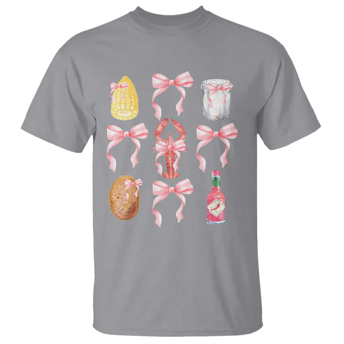 funny-crawfish-bow-pink-t-shirt-cute-coquette-y2k-clean-girl-aesthetic