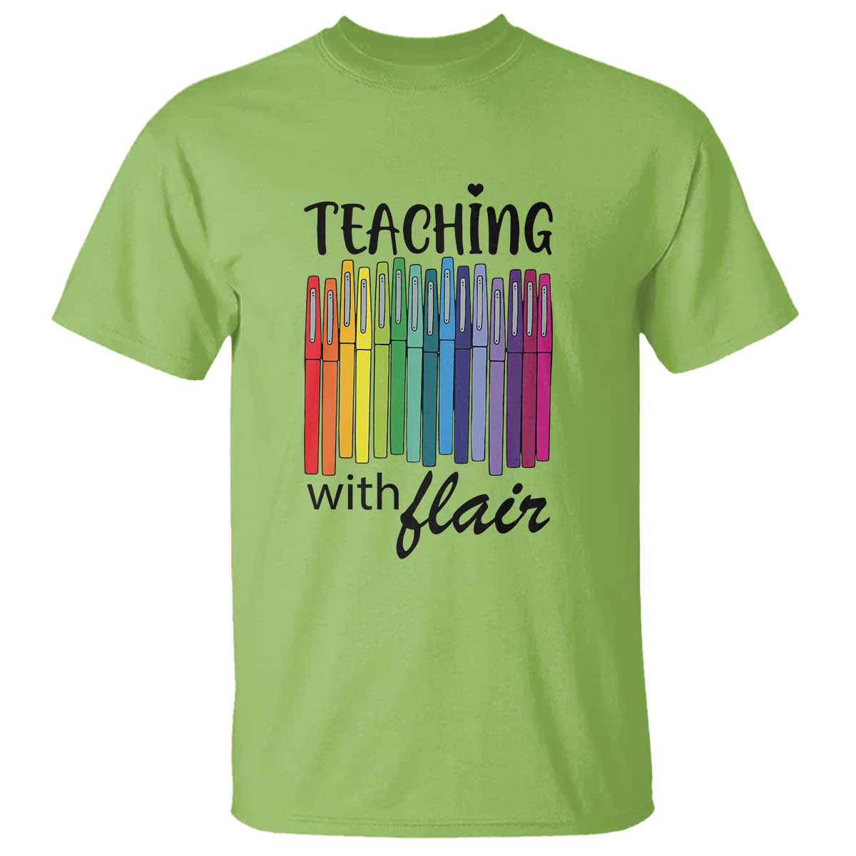 funny-teacher-t-shirt-teaching-with-flair-colorful-pen-back-to-school