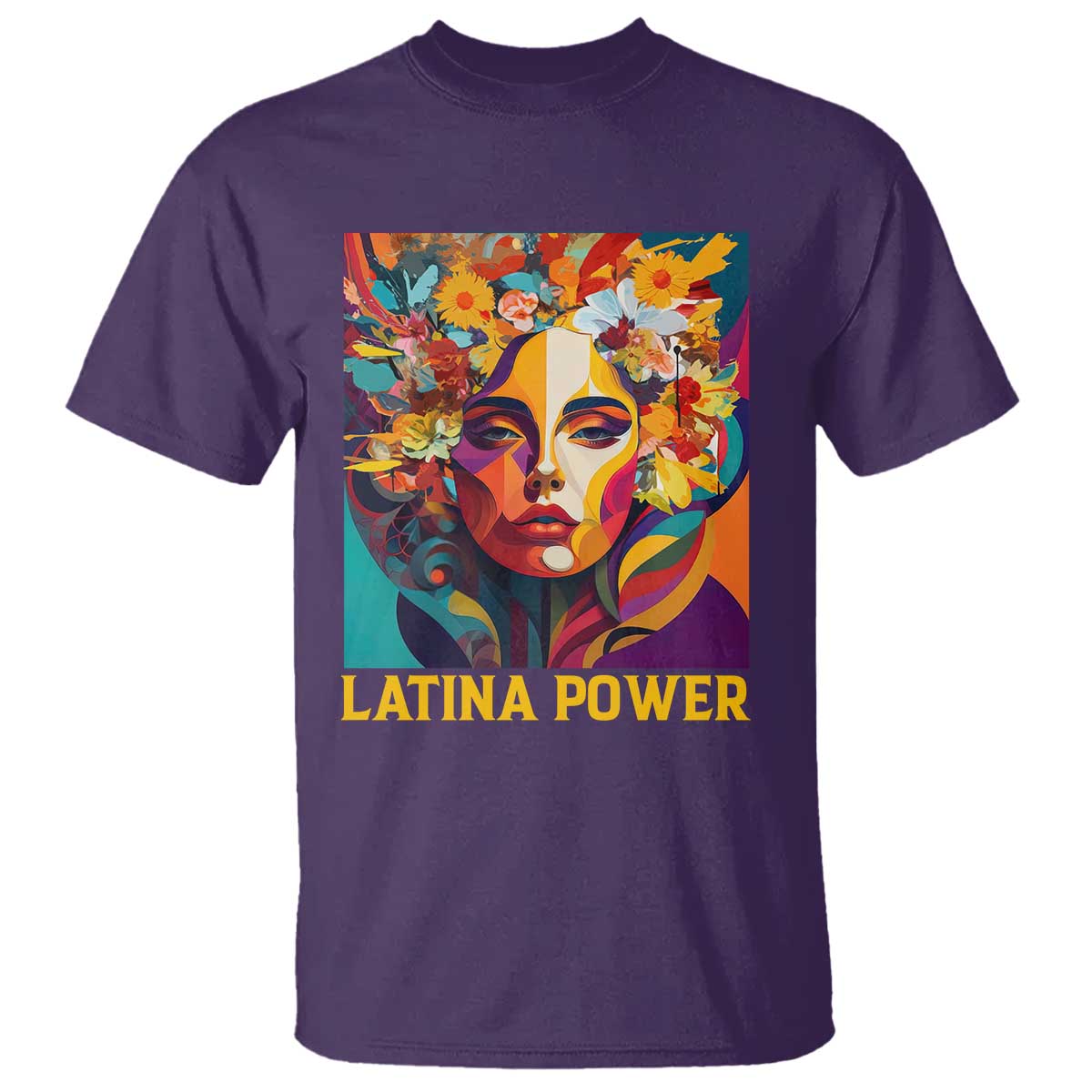 latina-power-t-shirt-hispanic-heritage-month-women-flowers-geometric-painting