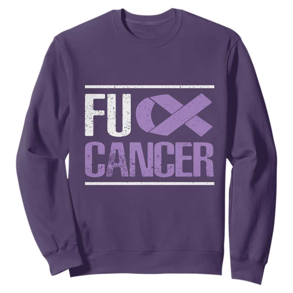 Fuck Cancer Sweatshirt Funny National Cancer Prevention Month Lavender Ribbon