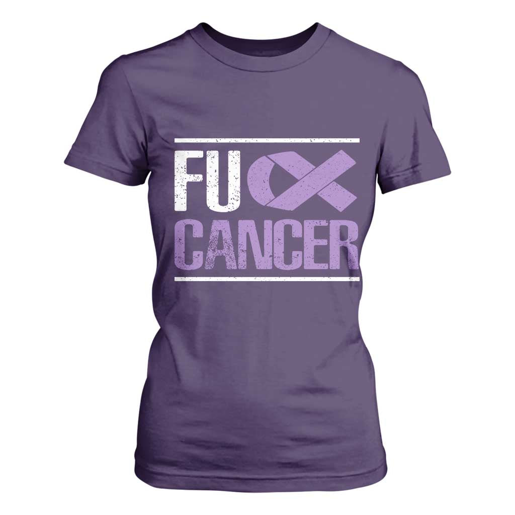 Fuck Cancer T Shirt For Women Funny National Cancer Prevention Month Lavender Ribbon