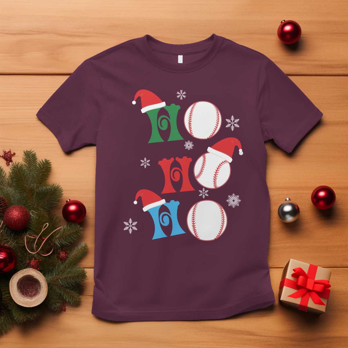 funny-christmas-baseball-t-shirt-triple-ho-sport-santa-hat