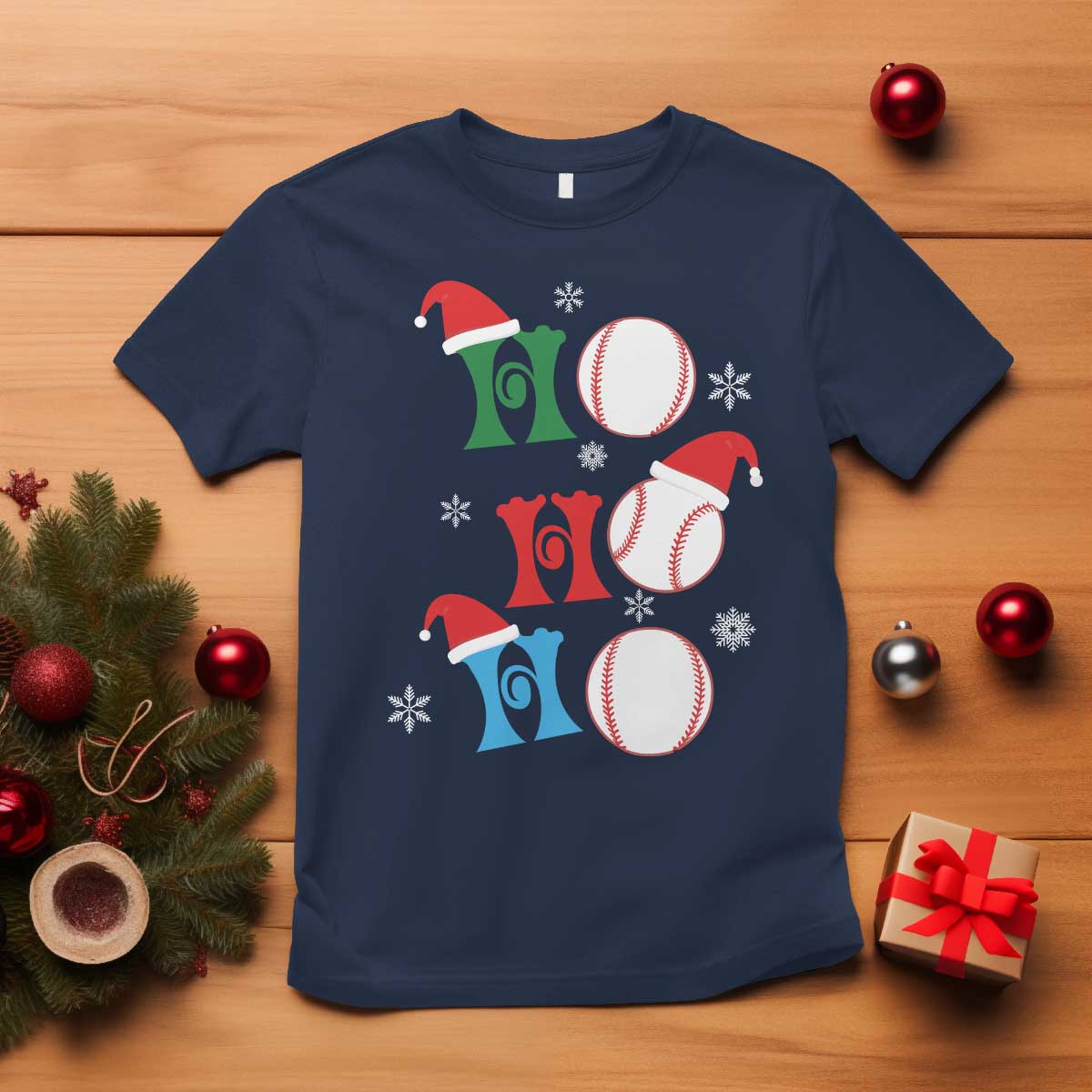 funny-christmas-baseball-t-shirt-triple-ho-sport-santa-hat