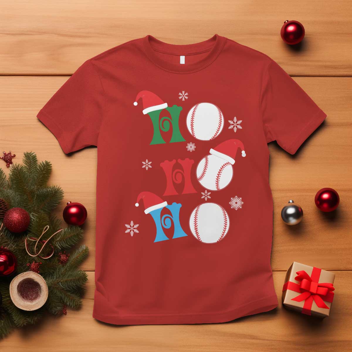 funny-christmas-baseball-t-shirt-triple-ho-sport-santa-hat