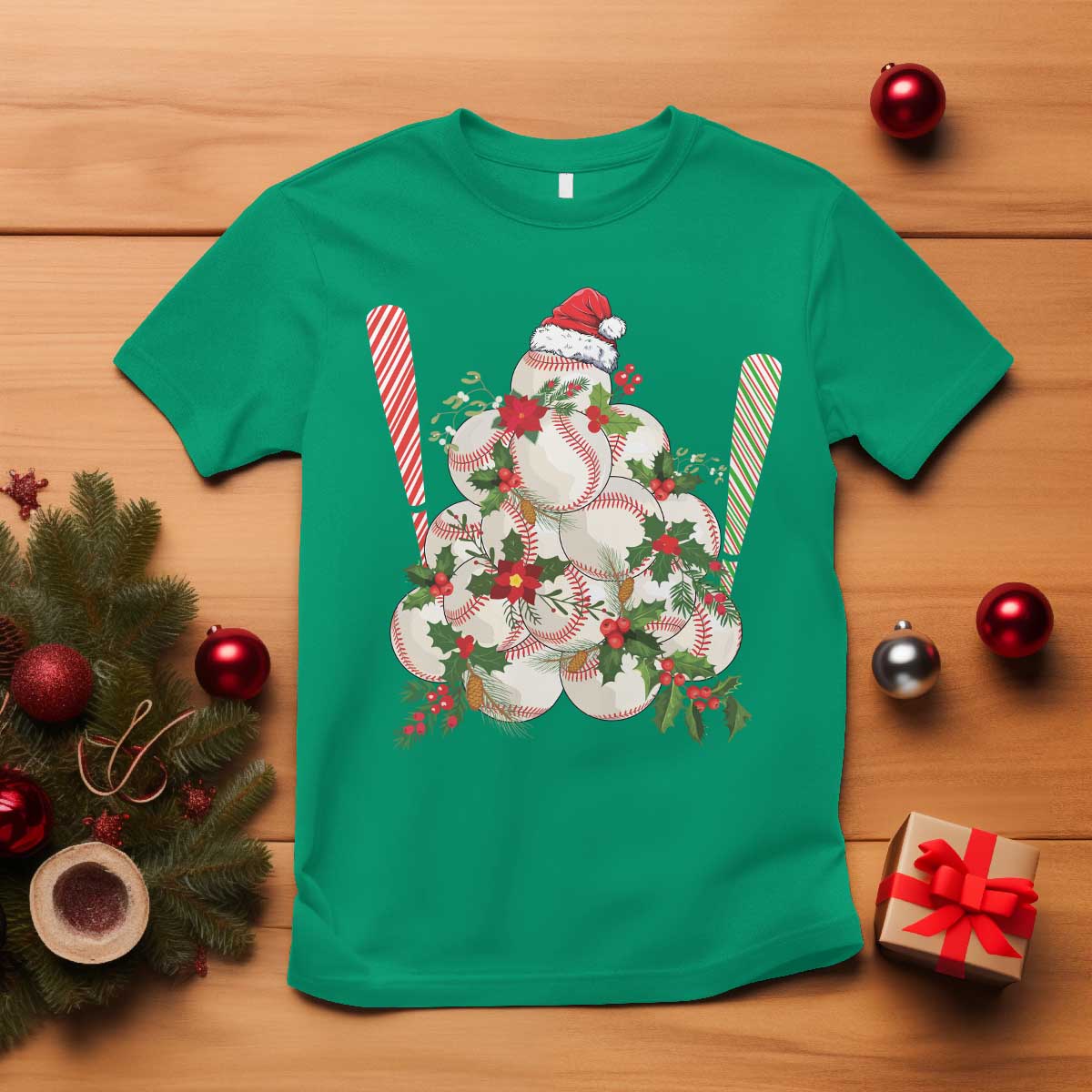 funny-christmas-baseball-t-shirt-santa-sports-balls-snow-xmas-tree