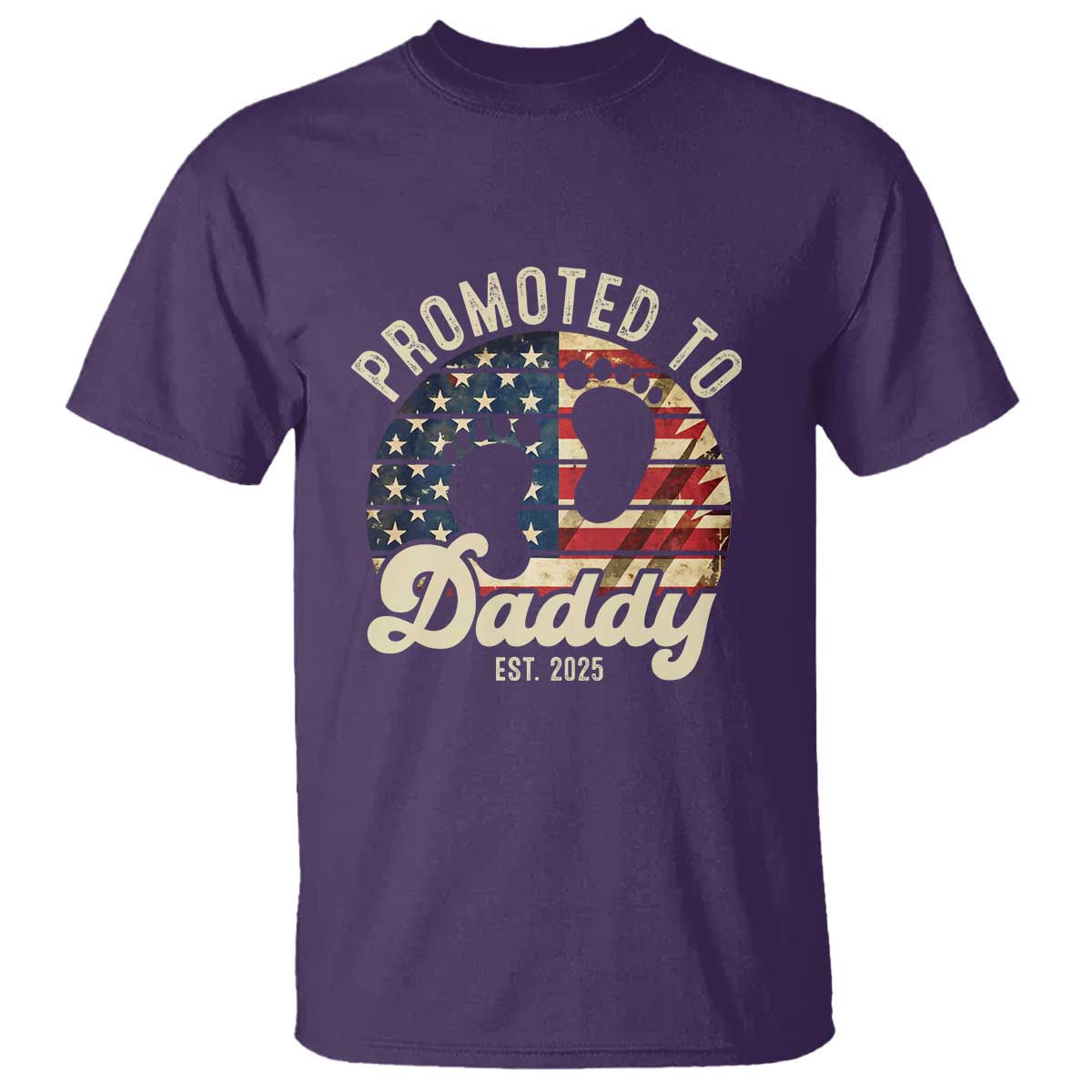 funny-promoted-to-daddy-2025-t-shirt-newborn-vintage-american-flag