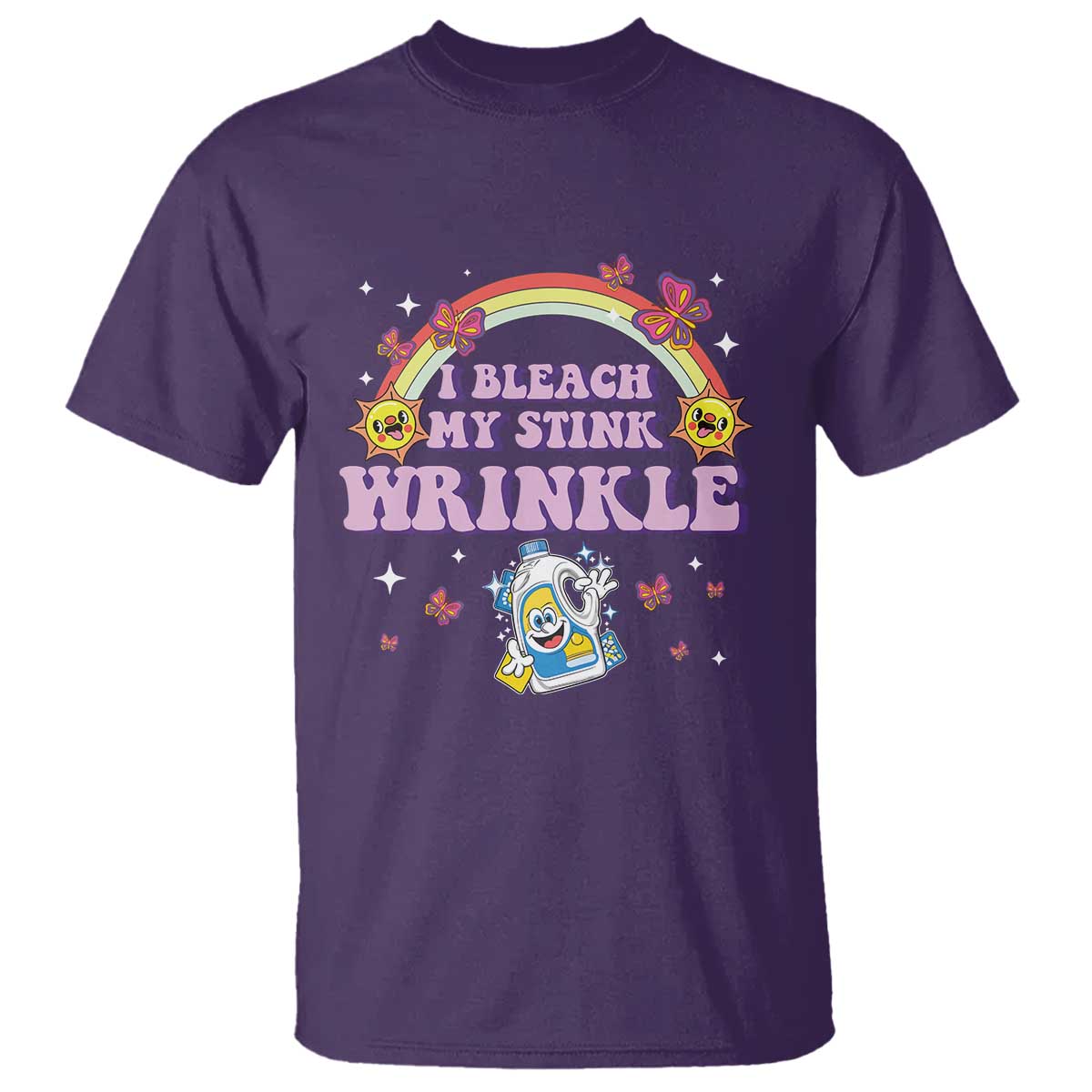 funny-i-bleach-my-stink-wrinkle-t-shirt-gag-adult-humor-rainbow-bleach-bottle