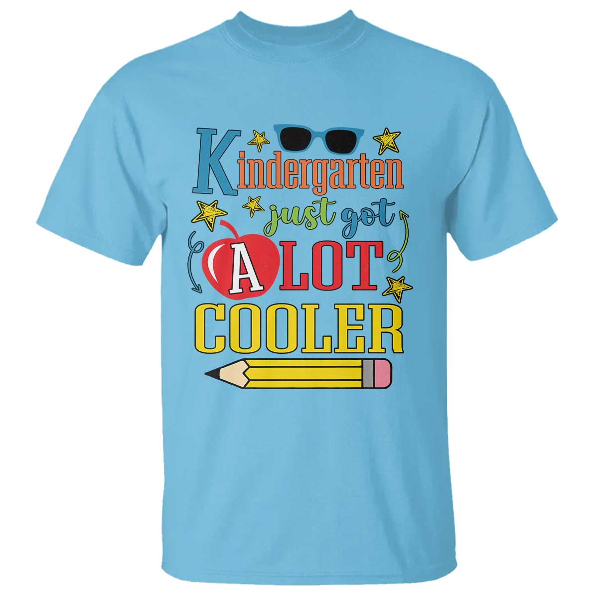 funny-kindergarten-just-got-a-lot-cooler-t-shirt-first-day-of-school-sunglass-red-apple