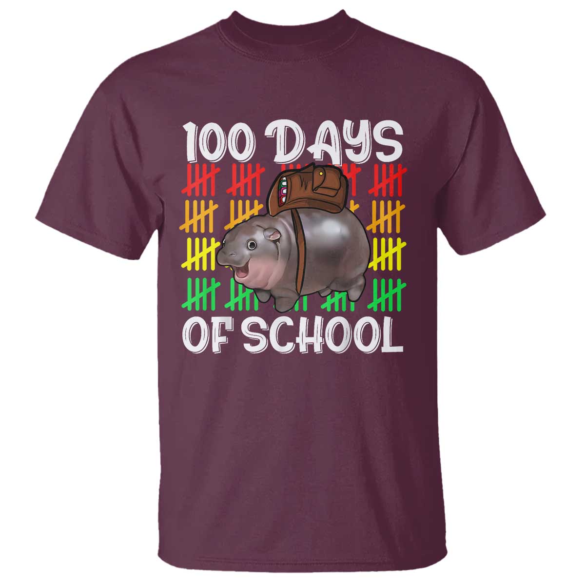 funny-moo-deng-100-days-of-school-t-shirt