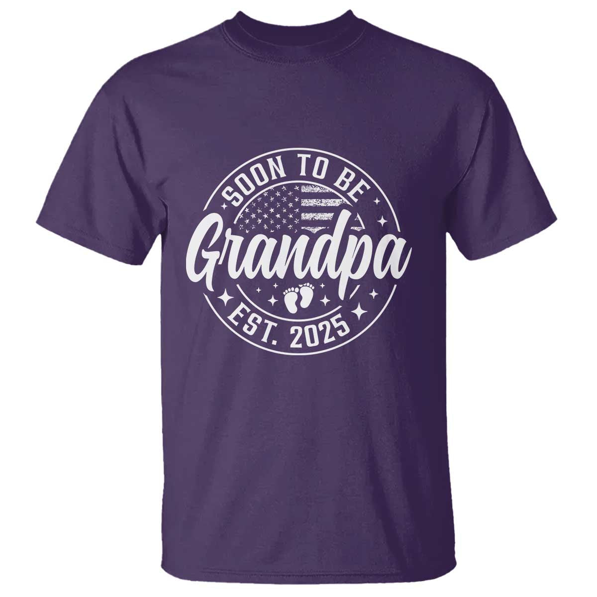 funny-promoted-to-grandpa-2025-t-shirt-newborn-vintage-american-flag-baby-footprint