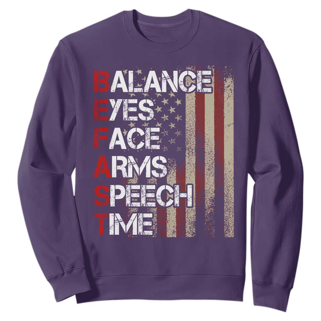 Stroke Support Sweatshirt BEFAST Stroke Symptoms Vintage American Flag