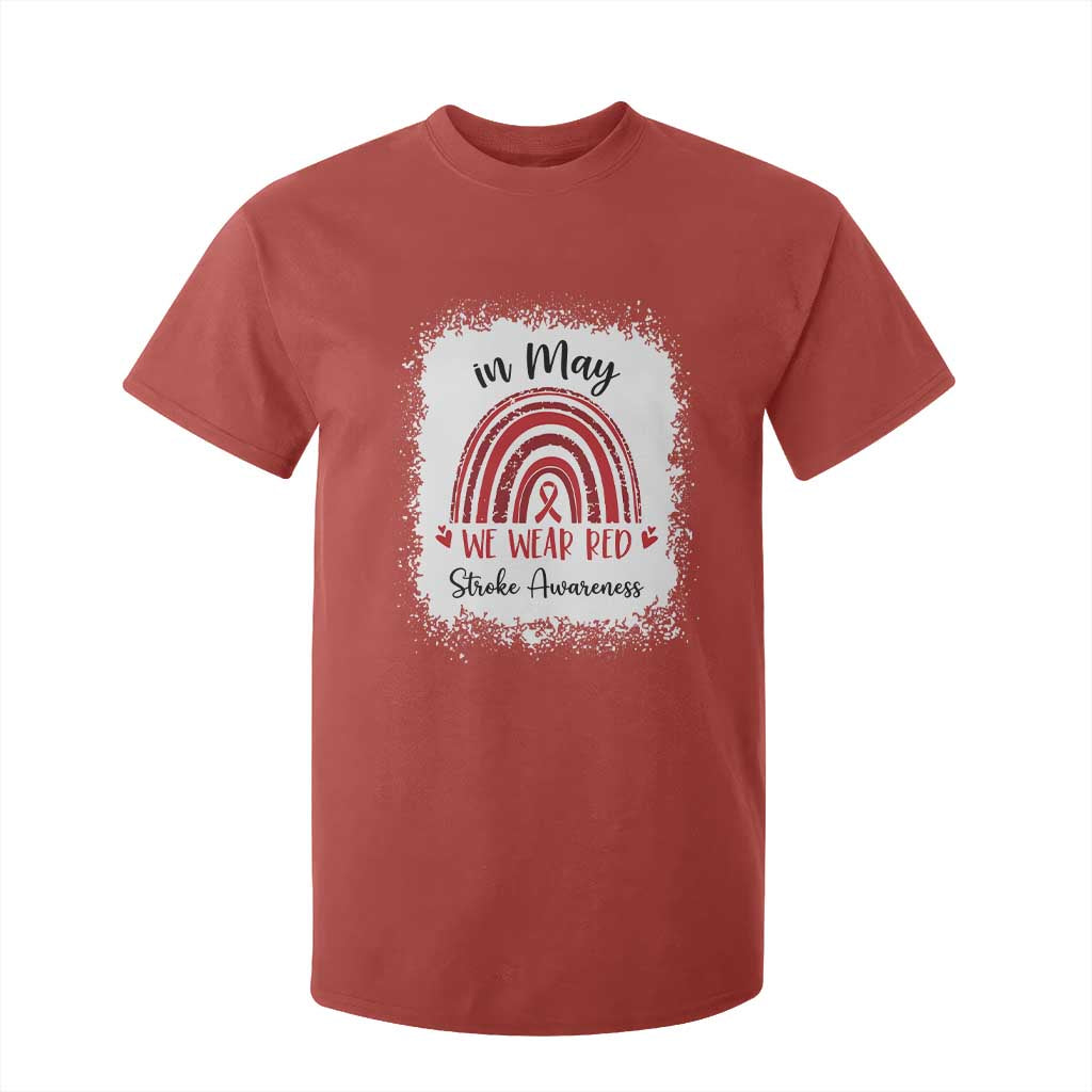 In May We Wear Red Stroke Support T Shirt For Kid Bleach Effect