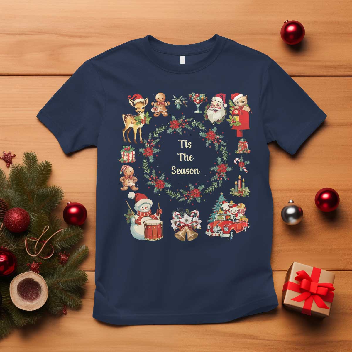 retro-vintage-christmas-t-shirt-tis-the-season-santa-hat-xmas-wrealth