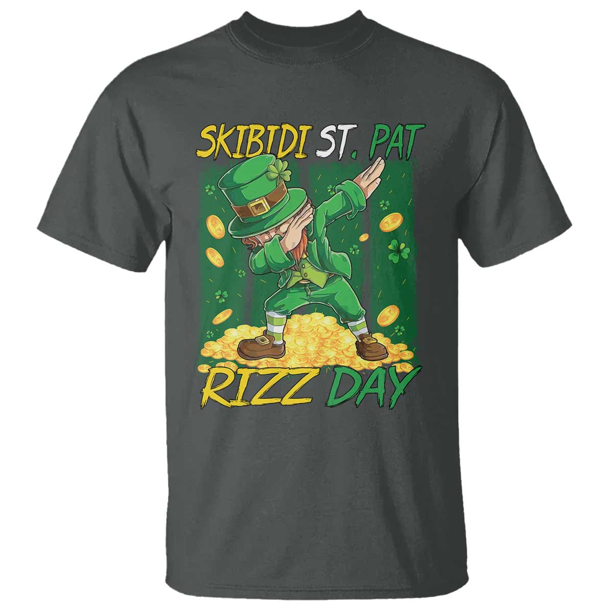 funny-skibidi-st-pat-rizz-day-t-shirt-dabbing-leprechaun-shamrock-coin