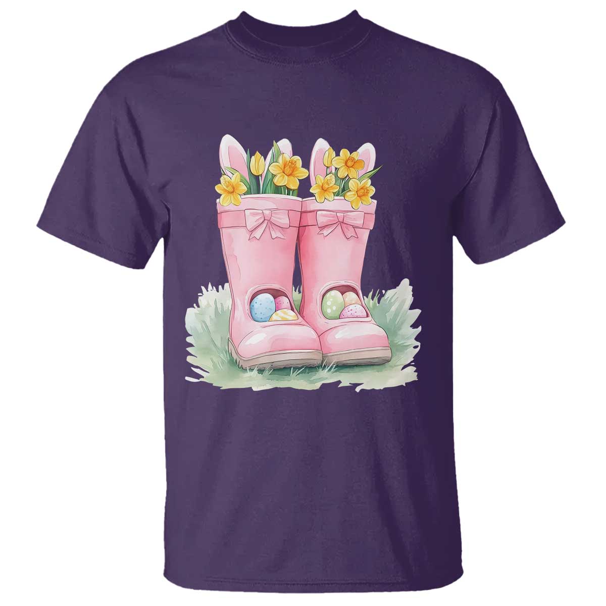 funny-easter-day-gardening-t-shirt-gardener-boots-bunny-ears-colorful-eggs