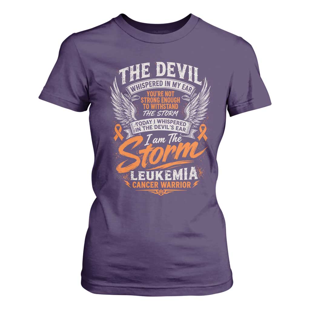 Leukemia Cancer Warrior T Shirt For Women I Whispered I Am The Storm Orange Ribbon