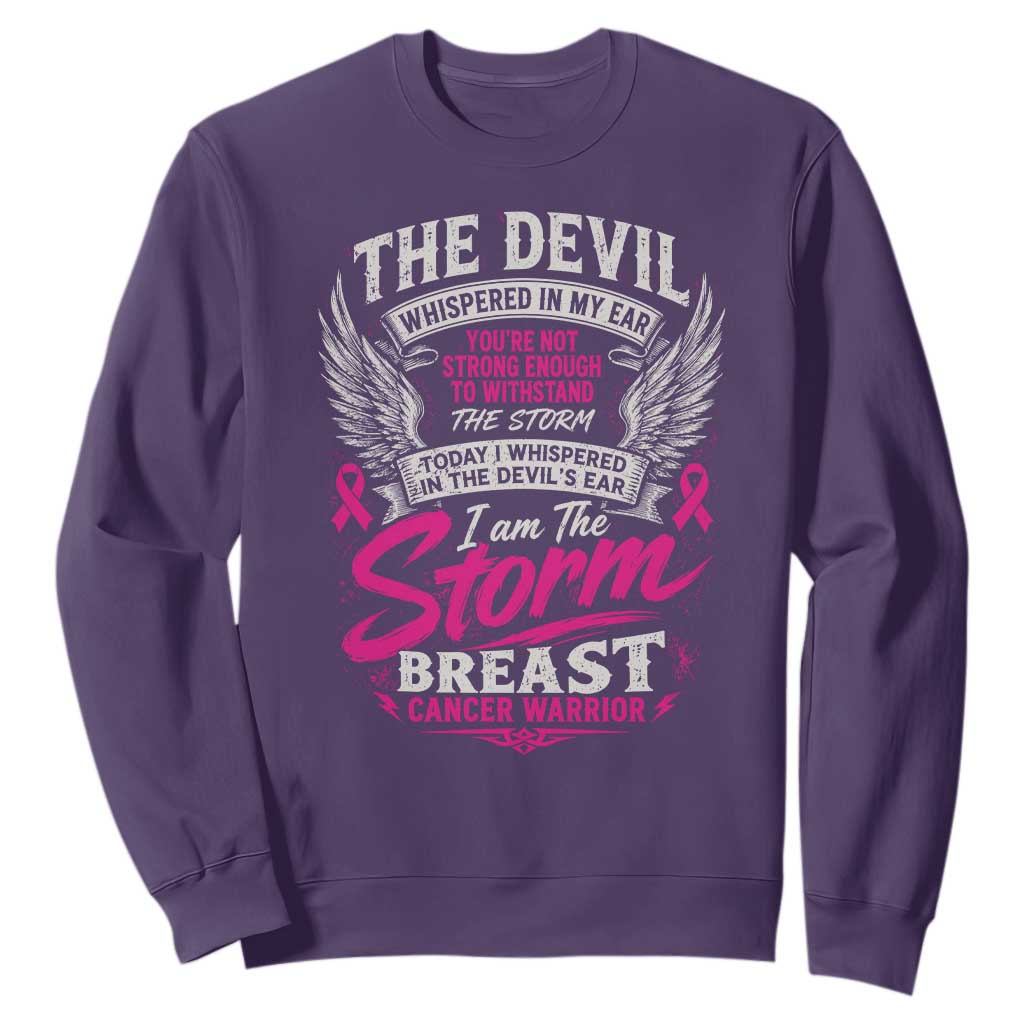 Breast Cancer Warrior Sweatshirt I Whispered I Am The Storm Pink Ribbon