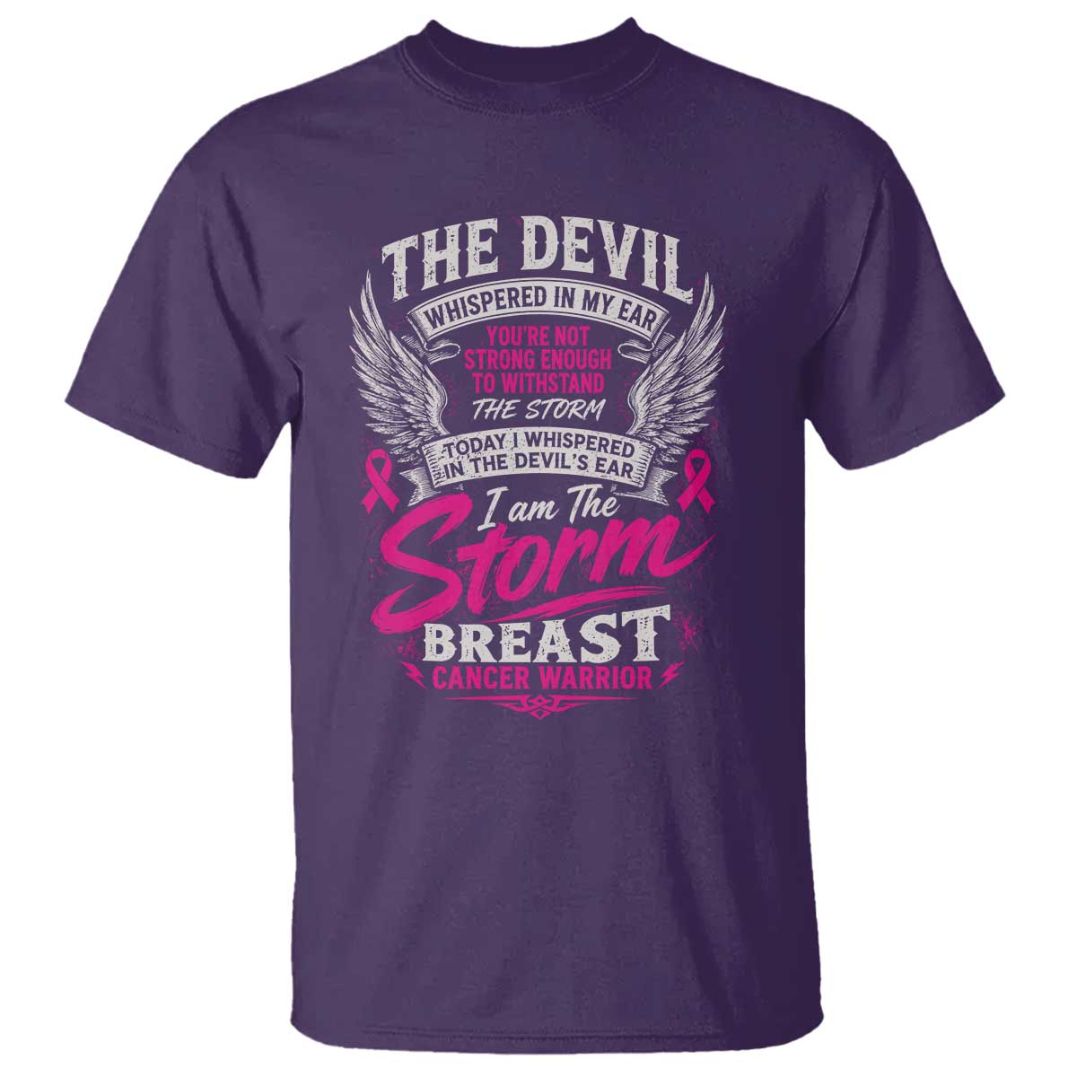 Breast Cancer Warrior T Shirt I Whispered I Am The Storm Pink Ribbon